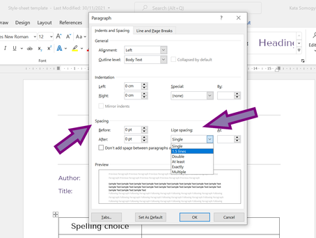 Line spacing options in Word