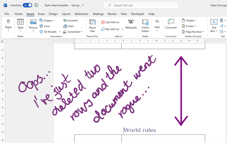 Page formatting with enter