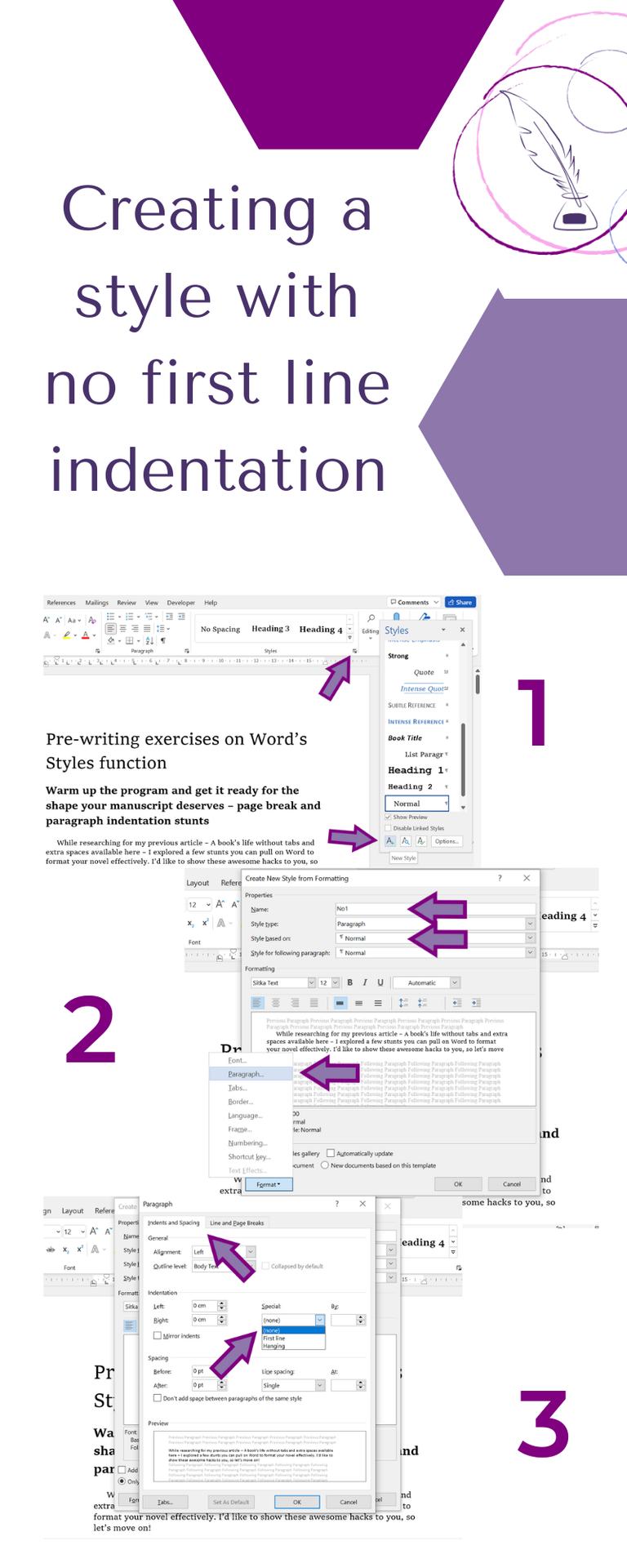 Creating a style with no first line indentation